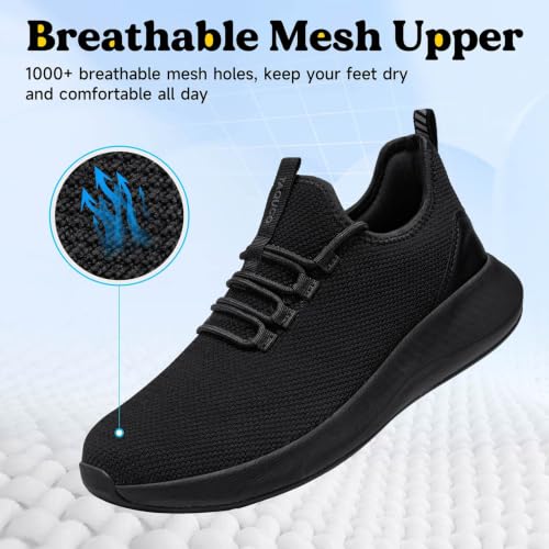 Image of Non Slip Work Shoes for Mens Slip On Sneakers Waterproof Chef Kitchen Shoe Comfortable Slip Resistant Restaurant Footwear Hombre Zapatos de Trabajo, Black