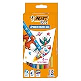 BIC Lápices de Colores Evolution Mina Gruesa 4mm Hechos de Madera Mayor Cremosidad Colores Intensos Cuerpo Redondo 12...