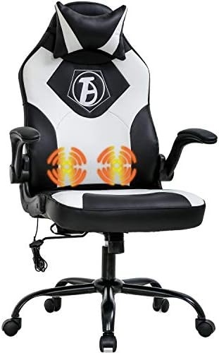 PC Gaming Chair House Workplace Chair Ergonomic Desk Chair PU Leather-based Adjustable Pc Chair with Lumbar Assist Headrest Armrest Job Rolling Swivel Therapeutic massage Racing Chair for Girls Adults(White)
