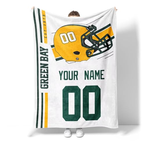 Image of Green Bay Throw Blanket Custom Name and Number Personalized Gifts for Men and Women