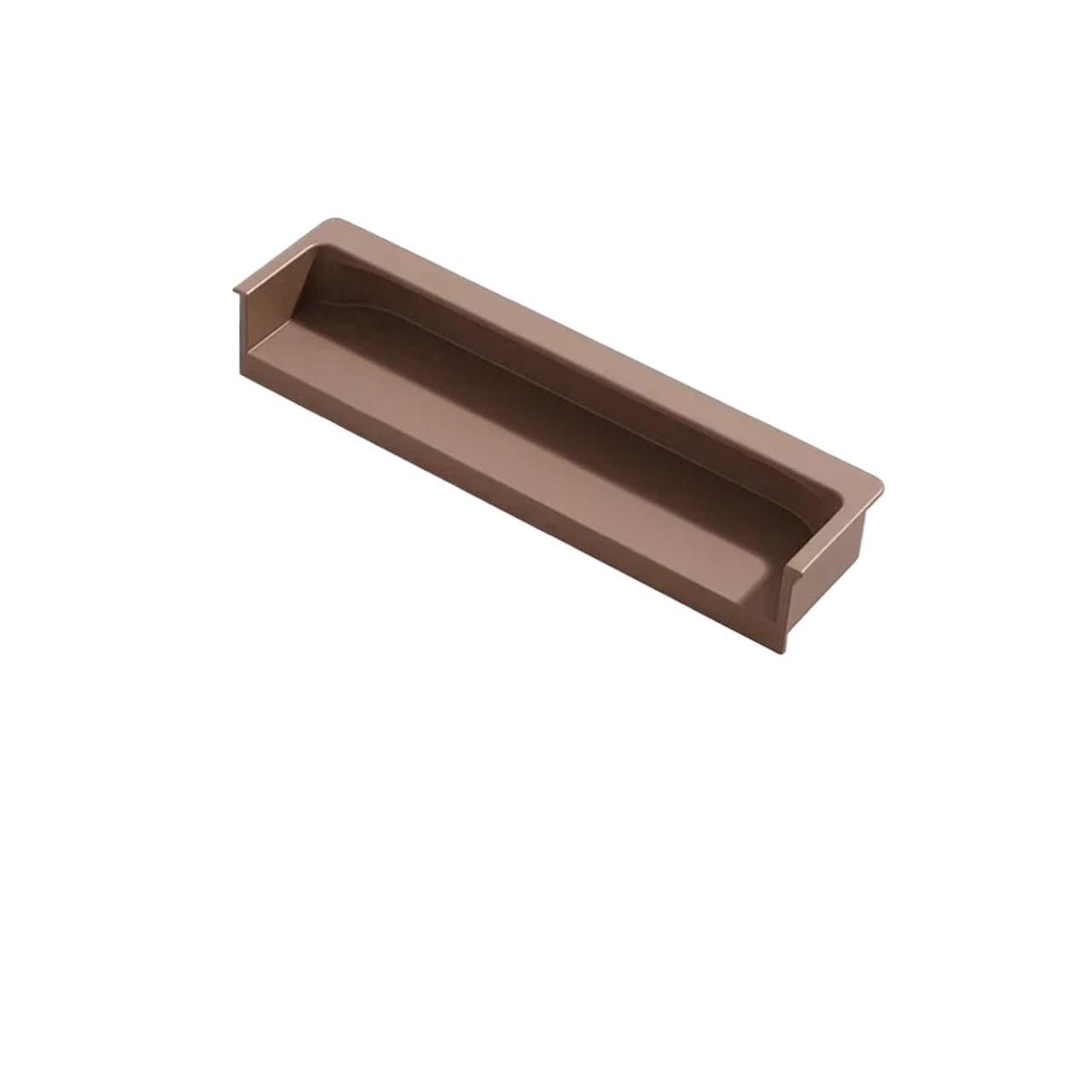 ATEUXOL Recessed Door Handles Drawer Door Cabinet Handle Skin Texture Slotted Embedded Same Color Dark Button(Brown 120mm)