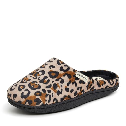 Dearfoams Women's Velour Clog Slipper, Leopard, Medium