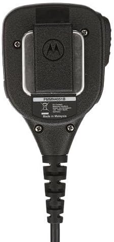 Back view of Motorola Solutions PMMN4051B Remote Speaker Microphone showing the swivel clip and model number