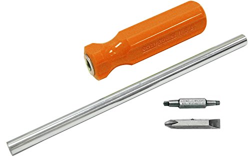 Image of Eazypower 87776 1-Pack Orange 11-inch 4-in-1 Molded Handle Screwdriver R1 /R2 Square Recess; #2 /8-10 Phillips /Slotted with 1 /4-inch Hex