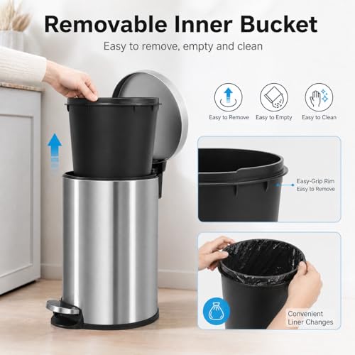 Caneca de basura pequeña de 6L acero inoxidable cepillado miniatura 5