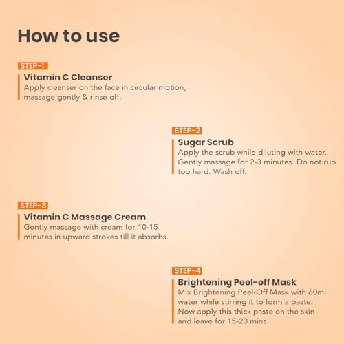O3+ Vitamin C Facial Kit Depigmentation Single use Kit with Peel Off Mask for Instant Radiance and Even Skin Tone | Vita C Glow Normal, Combination Skin, 45g