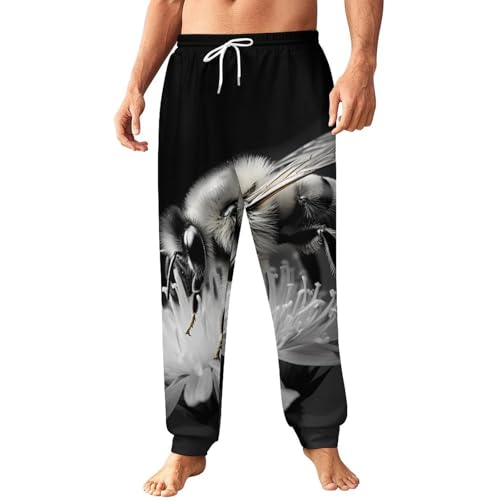 Country Bee Floral Bee Men's Sweatpants Casual Joggers Athletic Pants Lounge Pants for Workout Running