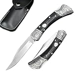 Goshawk Assisted Opening EDC Pocket Knife for Men, D2 Stainless Steel Blade, Lock-back Tactical Knife with Mikata Handle, Button Folding Knife for Camping