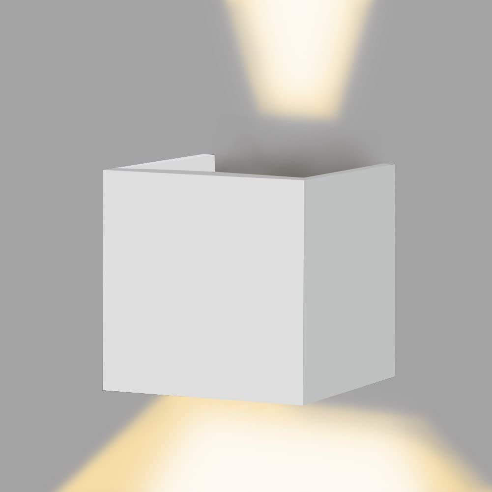 Applique led cubo impermeabile da interno ed esterno lampada da parete a muro in alluminio da 22w 2000 lumen led con angolo luce regolabile up down bianco moderno led (Bianco - Bianco caldo 3000K)