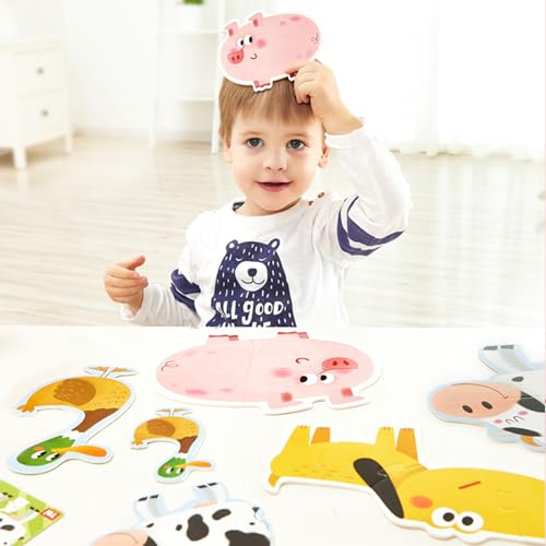 Image of TOI Large Piece Toddler Puzzles for 2-4, Beginner Puzzles - Farm Animal | 4 Packs Kid Animal Shape Preschool Learning Jigsaw Puzzle, Educational Desktop Floor Game, School Activity for Boy Girl Gift