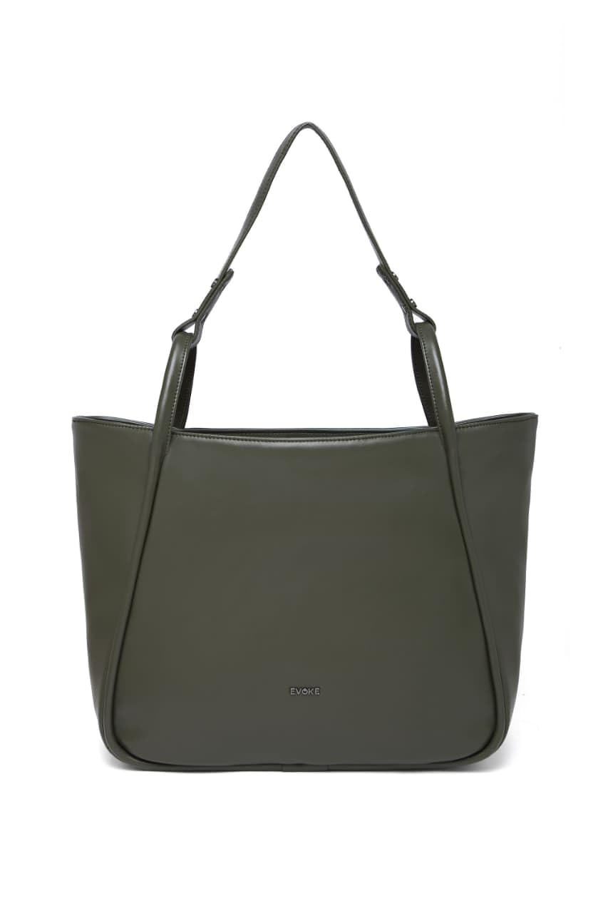 EVOKE ELYSIAN Vegan Leather Tote Bag 2183 for Women | Fits 15" Laptop | Stylish and Lightweight for Work and Travel (Moss Green)