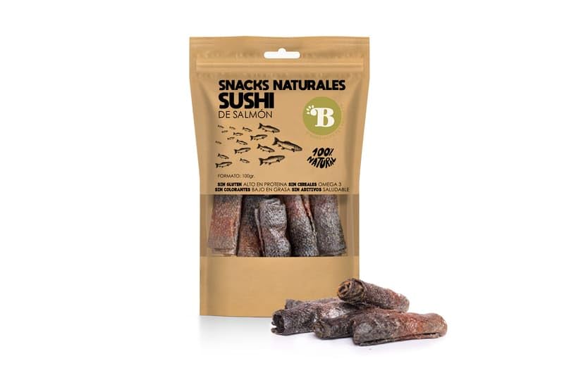 BIMORDISCOS Sushi de Salmón - Pescado para Perros y Gatos | Snacks | Naturales, Sin Aditivos ni Conservantes | Premios | Ideal para Mascotas de Todos los Tamaños (100g)