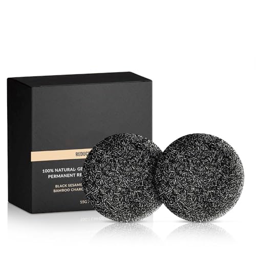 Barra Reversora de Canas, 2025 Nuevo Champú en Barra Reversor de Canas para Hombres y Mujeres, Limpieza Profunda y Nutrición del Cuero Cabelludo, Jabón Negro para Cobertura de Canas,2pcs
