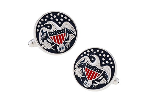 MRCUFF Seal America American Great Eagle USA Pair of Cufflinks in a Presentation Gift Box & Polishing Cloth