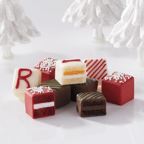 The Swiss Colony Merry Christmas Petits Fours Cakes, Gourmet Mini Layer Cakes in Red Velvet, Strawberry, Chocolate, and Vanilla, Holiday Dessert Cake Assortment - Thumbnail 7