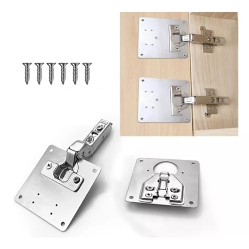 4 Placas de Reparo de Dobradiças para Móveis 90x90mm