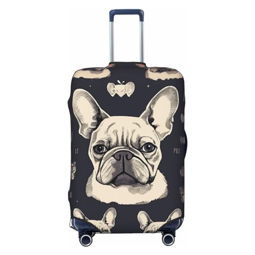 SMAZDFXX Coprivaligia a tema Bulldog Francese, elastici, antipolvere, antigraffio, spessi, lavabili, adatti a valigie di grandi dimensioni.