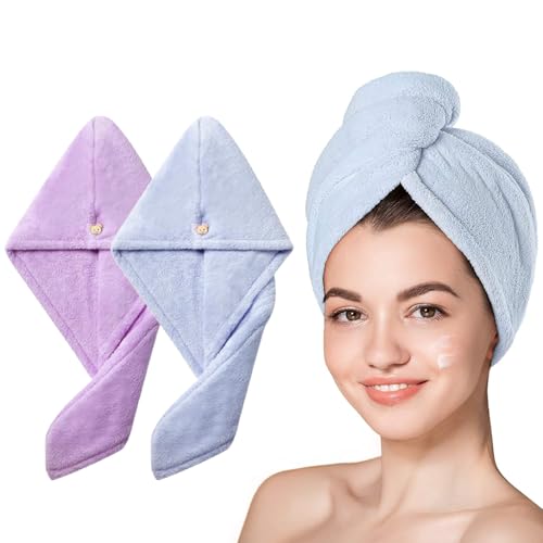 Yellow Weaves 2 Pcs Microfiber Hair Towel Wrap for Women Super Ab...