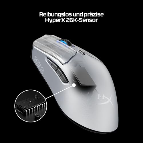 HyperX Pulsefire Haste 2 S Kabellose Gaming-Maus, Silber – Ansicht 6