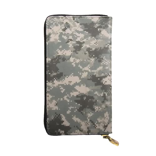 Portefeuille en cuir camouflage avec fermeture éclair pour homme et femme de grande capacité