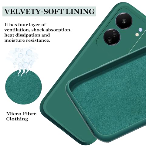 Image of A rtistque Liquid Silicone Back Cover Case for Poco C65 / Mi Redmi 13C 4G Shockproof TPU Soft Flexible with Camera Protection - Green