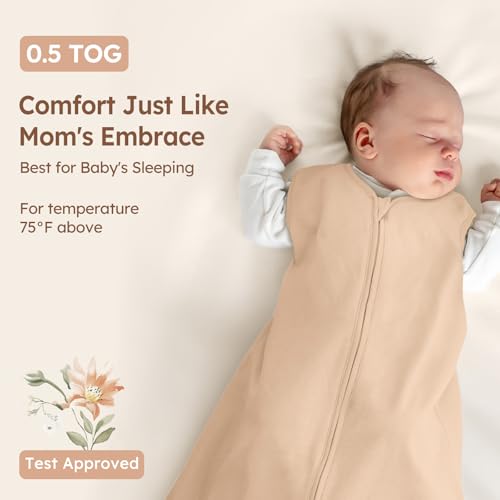 Image of Baby Sleep Sack 0-6 Months Summer Sleep Sack 3 Pack 100% Cotton Baby Sleep Bag Wearable Blanket for Newborn Infant Orange Flowers & Plaid