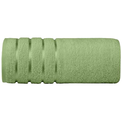 Image of Elegant Comfort 100% Turkish Cotton 4 Lines Viscose Stripe Jumbo Bath Towel - Hotel Spa Quality Extra Large 35 x 70 Inch Bath Towel Ultra Soft, Super Absorbent Quick Dry Large Bath Towel, Sage