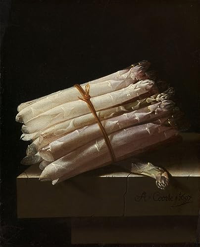 Toile Adrian Coorte nature morte avec asperges 50 x 70 cm