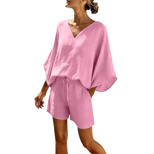 Combinaison 2 pièces en lin pour femme fluide pour rester au frais en été