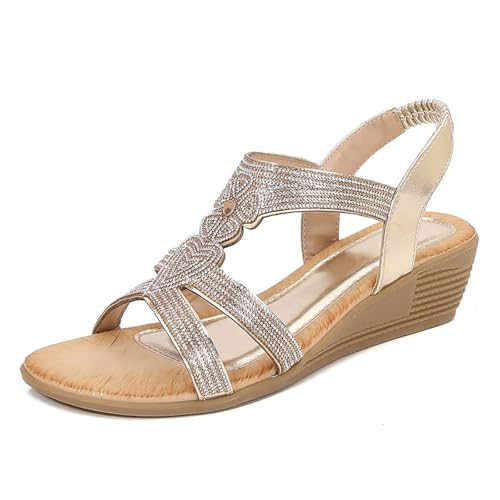Chaussures d'été pour femme avec talon confortable et brides en T souples