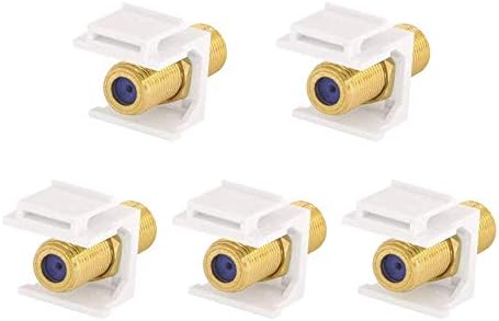 VCE Coax Keystone Jack Insert,3GHz Coaxial Cable Connector Gold-Plated,5-Pack F-Type RG6 Cable Extender Female to Female for Wall Plate and Patch Panel