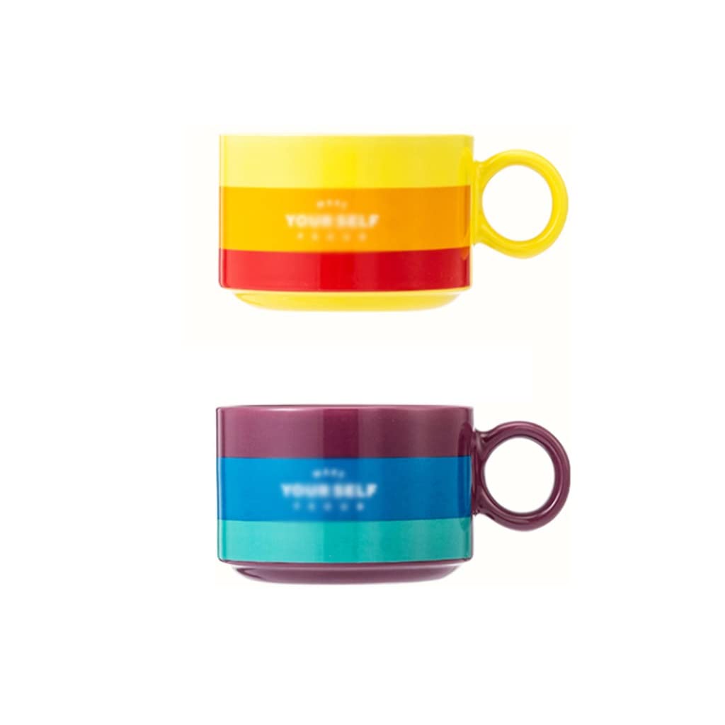 Ceramiczny kubek do kawy tęczowy kubek ceramiczny spersonalizowany kubek para zestaw filiżanek nadaje się do mieszkania rodzinnego 300mL zestaw kubków do kawy