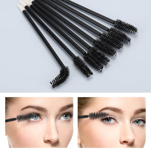 Image of 300 Pcs Disposable Mascara Wands Dual Ended Eyelash Brush Lip Brush, Lipstick Applicator Eyebrow Spoolies for Eyelash Extensions, Portable Makeup Brush for Eyebrow, Lip - Black