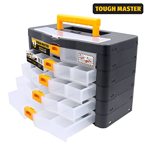 Tool Box 5 Drawer Organiser Stackable Storage Case With Comfortable Carry Handle for Sorting Small Household Bits, DIY Accessories and General Items TOUGH MASTER 2 Tool Box 5 Drawer Organiser Stackable Storage Case With Comfortable Carry Handle for Sorting Small Household Bits, DIY Accessories and General Items TOUGH MASTER - Image 2