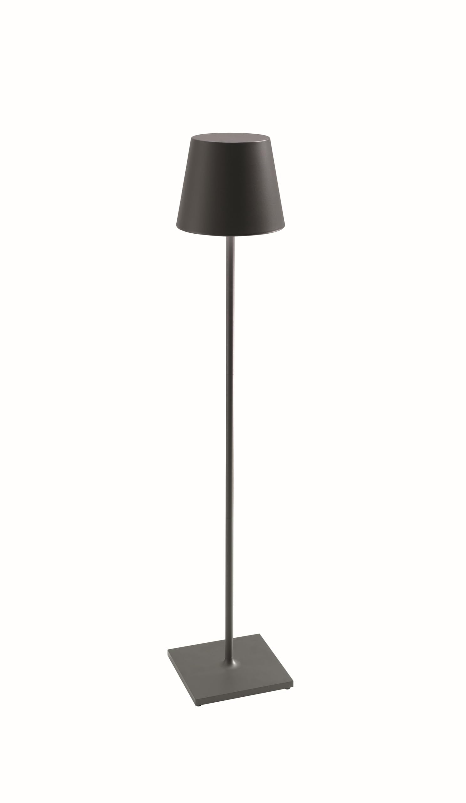 Zafferano, Poldina XXL, Lampada da Terra Ricaricabile e Senza Fili con Controllo Touch, Adatta per Salotto ed Esterni, Dimmer, 2700-3000 K, Altezza Regolabile 69-150 cm, Colore Grigio Scuro