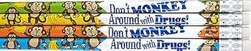 Dont Monkey Around with Drugs Pencil! No Drugs Pencils, Eraser, 36 Pack