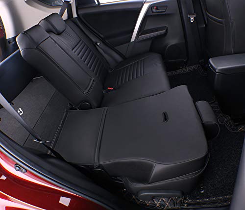 Image of EKR Rav4 Seat Covers Custom Fit for Toyota Rav4 XLE,Platinum,Limited 2013-2018 & SE 2016-2018, Leather Car Seat Cover Full Set for SUV,Faux Leather(Black)
