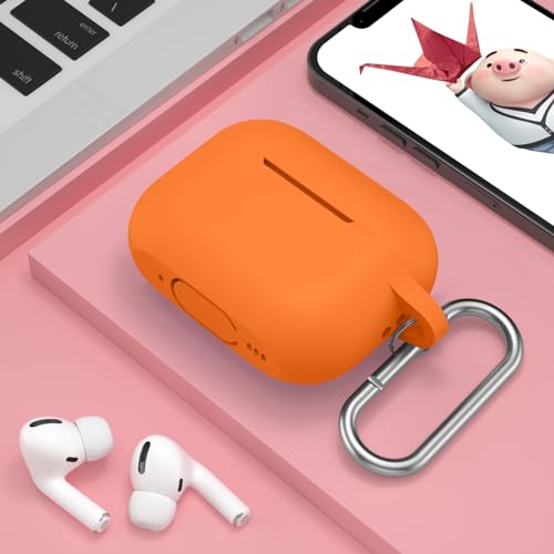 Image of for AirPods Pro 2nd 1st Generation Case Cover with Keychain, Protective Soft Silicone Skin Accessories for Apple AirPods Pro Charging Case 2022 /2019, Front LED Visible, Orange