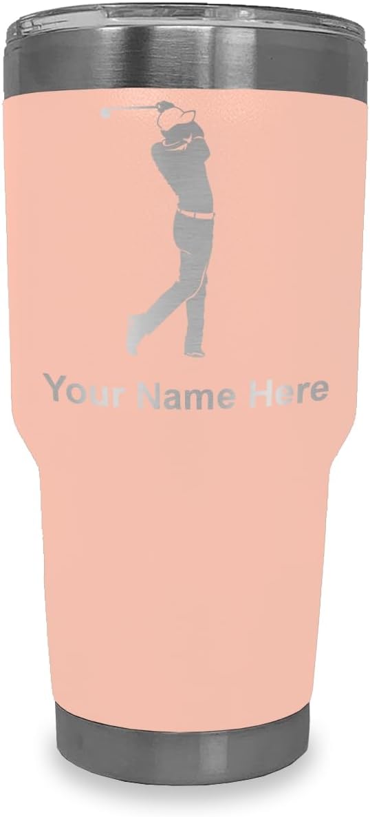 LaserGram 30oz Vacuum Insulated Tumbler Mug, Golfer Golfing, Personalized Engraving Included (Dark Blue)