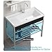 HMOROVEX Length 20-35In Ceramic Console Sinks Set with Bracket Free-Standing Utility Sinks Including Washboard And Hot/Cold Water Faucet for Laundry Room,Outdoor And Indoor,White,61 * 48 * 83cm