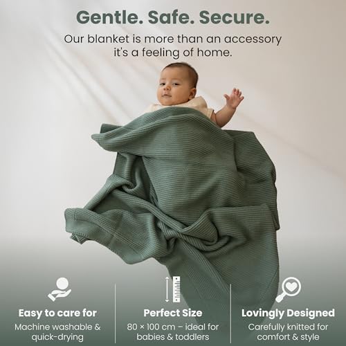 Image of Alina Soft Knit Baby Blanket 30x40 in, Green - Oeko-Tex Certified, Breathable Swaddle & Receiving Blanket for Newborns, Crib & Stroller, Machine Washable