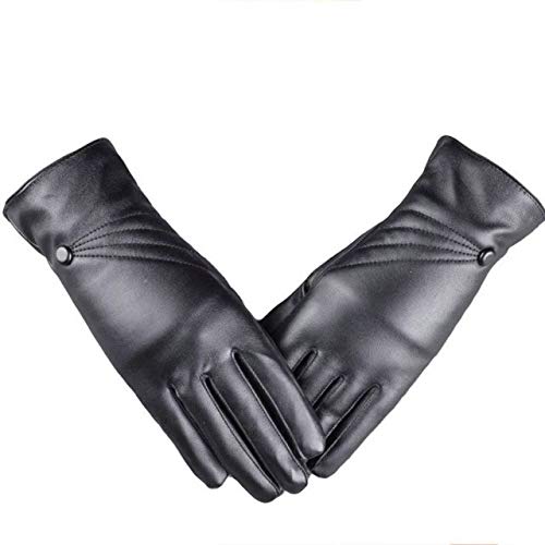 Amulet789 Luxurious Fashion Hot Solid Women Girl Leather Winter Super Warm Leather Women Gloves Cashmere 2018 Fashion Women Winter Gloves