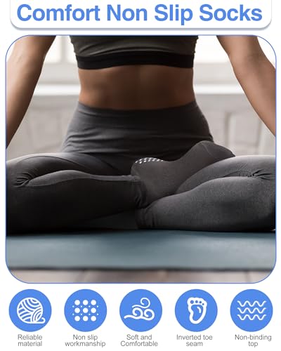 Image of Chuarry 60 Pairs Cotton Yoga Socks Non Slip Skid Sticky Socks for Women Elderly Hospital Pilates Ballet Barre