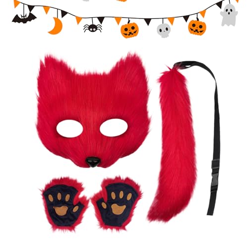 Disfraz de , disfraz de Halloween, cosplay, cubierta facial y cola, para niños, adolescentes, adultos, hombres, mujeres, fiestas, carnaval, vacaciones
