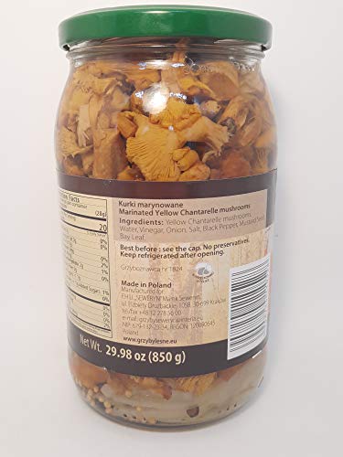 Seweryn Marinated Mushrooms Yellow Chanterelle Kurki Marynowane Glass Jar Gmo Free 29.98 Oz / 850 Gr From Poland thumb #1