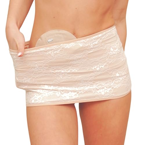 SIIL Ostomy Wrap for Women Cream - Ostomy Belt - Ostomy Bag for Illeostomy, Colostomy Bag Covers & Holder with Pocket Stylish, Comfortable -Made in Europe