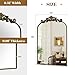 VooBang Vintage Arched Bathroom Mirror, 24x36 Inch Retro Wall Mounted Vanity Mirror with Carved Pattern Top and Metal Frame, Antique Decorative Mirror for Hanging or Leaning
