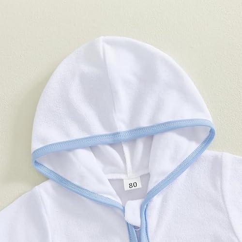 Toddler Swim Cover Up Baby Boy Girl Towel Terry Zipper Hooded Tops Seersucker Shorts Set Beach Bathing Suit Coverup4