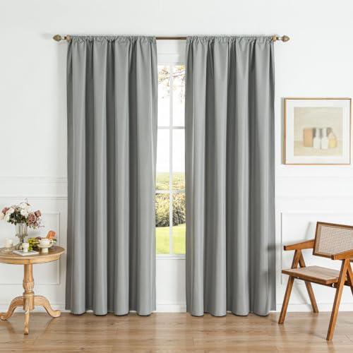 Cortinas salon modernas de poliéster denso con caída elegante gris claro 2