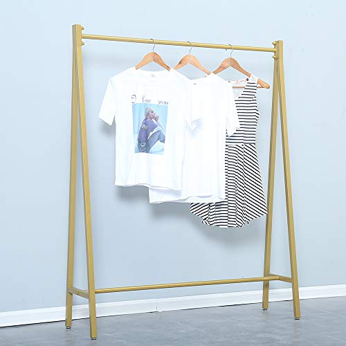 Urban Iron Clothing Racks, 59in, Commercial Clothes Racks for Hanging Clothes, Modern Metal Garment Rack, Retail Display Rack Standing Clothes Rack(Gold)